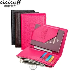 Натуральная кожа Обложка для паспорта ID Бизнес держатель для карт путешествия кошелек для кредиток для женская обувь на застежке-молнии