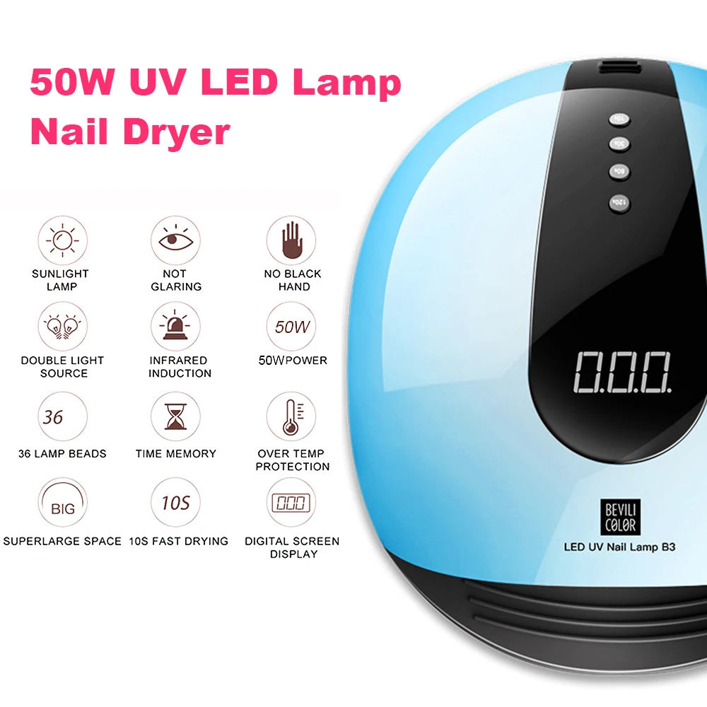 50 Вт УФ светодиодная лампа для сушки ногтей маникюра отверждения 36leds сушилка