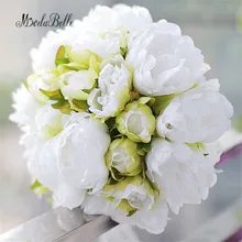 Modabelle деревенский стиль Свадебные букеты белый зеленый пион Свадебные цветы Букеты Buque De Noiva искусственные