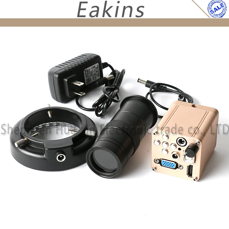 

HD 1080P 40FPS HDMI VGA USB Digital Industrial Microscope Camera Adjustable LED Ring Light with +100X C-mount Lens