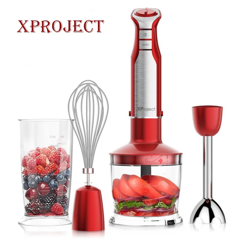 

XProject 800W 4-in-1 Hand Blender mixer with 6 Speed,Powerful Immersion Hand Blender for Smoothies Baby Food Yogurt Sauces Soups