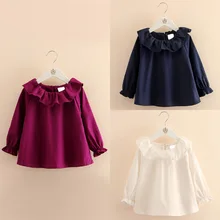 Школьная блузка для девочек-подростков; рубашка с длинными рукавами для девочек; белая блузка для маленьких девочек; брендовые школьные рубашки; повседневная детская рубашка