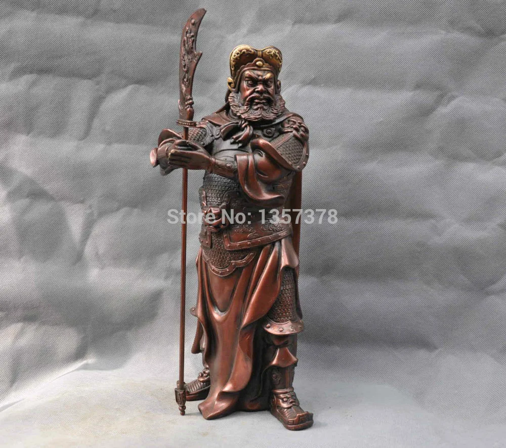 

shitou 00136 16'' China Fengshui door-god Zhou Cang Warrior General Bronze Statue