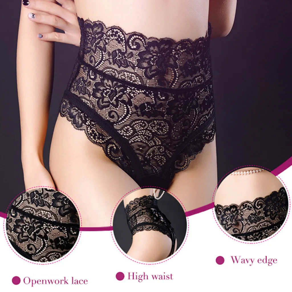 Lace Mujeres Sexy Erotic Ladies Panties Hollow Out High waist Lace Underwear Women Sexy Plus Size Panties Women Briefs