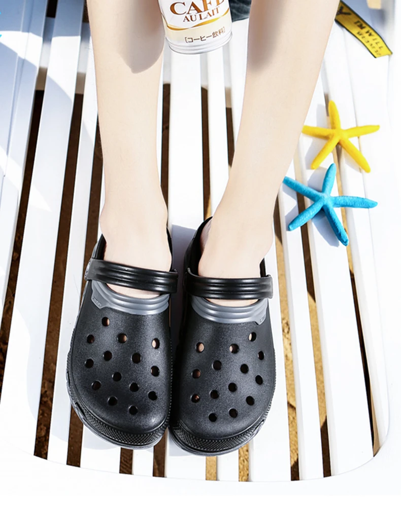 Brand Big Size 38-46 High Quality Croc Men Casual Aqua Clogs 2018 Male Band Sandals Summer Black Beach Swimming Shoes (8)
