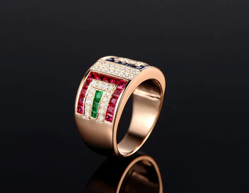 Trendy Luxury Colorful Crystal Rings Shining AAA Cubic Zirconia Ring For Women Man 585 Rose Gold Color bague femme Anel Hot B742 (3)