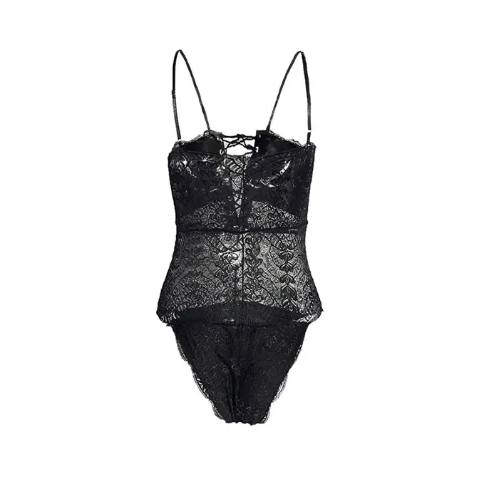 Micro Bodysuit Thong Black Mesh See Through Suspender Bodysuit Women Criss Cross Jumpsuit Deep V Neck Body Transparent Bodysuit