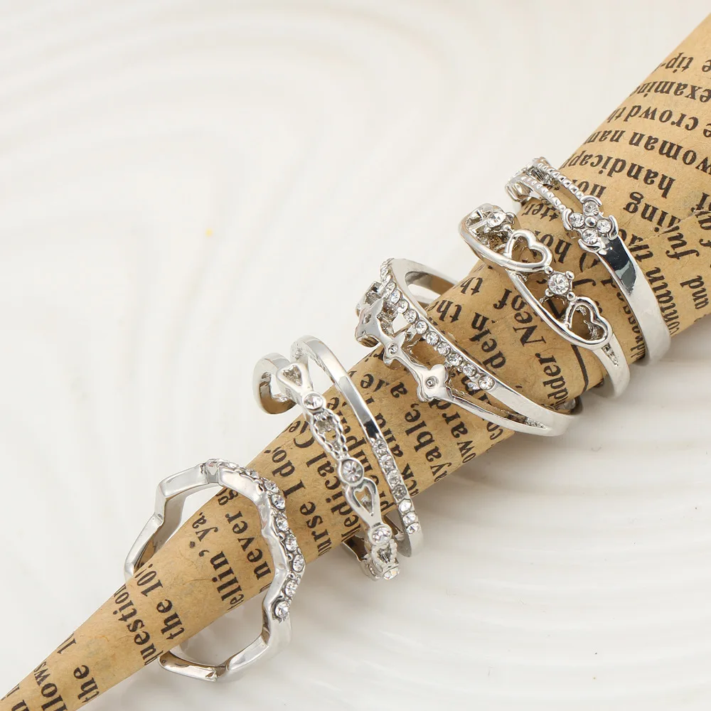 Женские кольца с кристаллами и поперечными кольцами позолоченные посеребренные