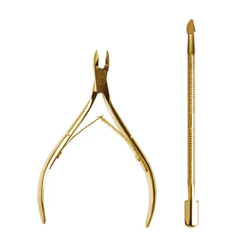 

Biutee Gold Stainless Steel Nail Cuticle Scissors Manicure Pedicure Tools kits Double Fork Dead Skin Scissor