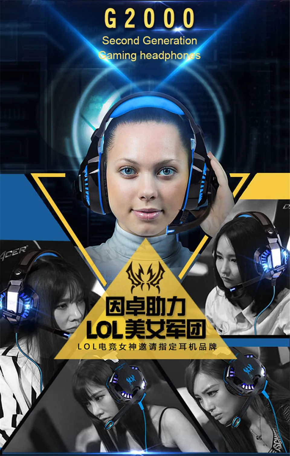 KOTION EACH PC Gaming Headset PC Gamer casque Stereo Headphones with Microphone Dazzle Lights Glow G2000 Upgrade for Computer (1)