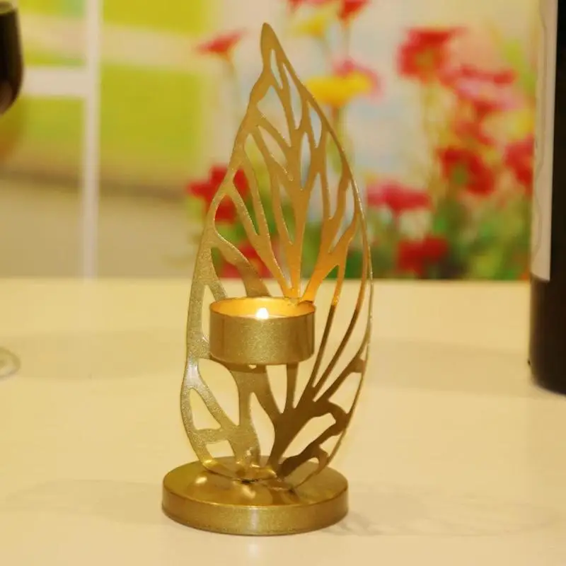 Подсвечник скандинавский полый лист железный держатель свеч бра Tealight домашний декор для стола украшения дома