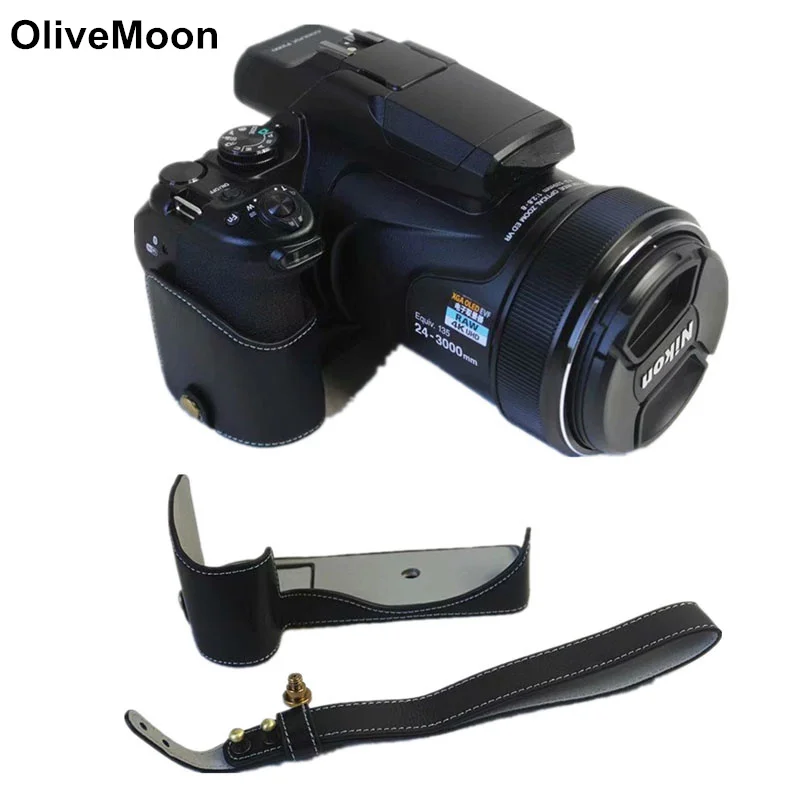 Black/Coffe/Brown Camera Half Body Genuine Leather Case Cover For Nikon