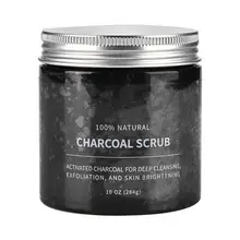 Скраб для тела, натуральный активированный уголь, отшелушивающий скраб, соль для тела, для лица, для удаления омертвевшей кожи, для глубокой очистки, уход за телом