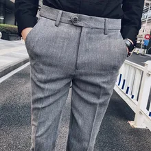 Осень, мужские брюки, облегающие, нарядные брюки, деловые, мужские, свадебные, повседневные брюки, Pantalon Homme