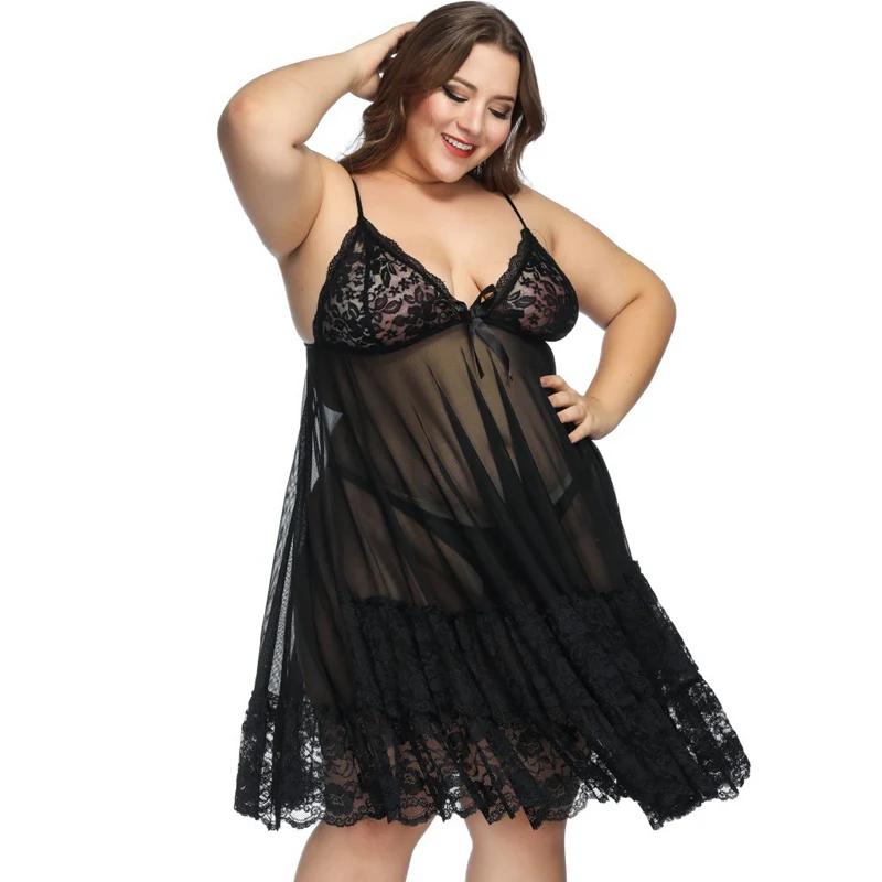 

6XXL Plus Size Lingerie Porno Lace See Though Womens Clothing Ropa Sexy Para El Sexo Lingerie Dress Sleepwear Night Gown