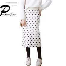 Норковые волосы волнистые точки теплая и плотная вязаная юбка бедра юбка Женская модная теплая точка прямая Зимняя юбка