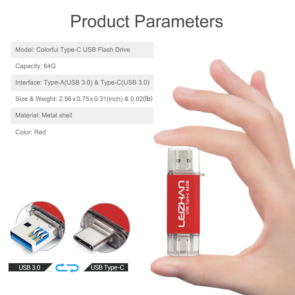 Флеш накопитель LEIZHAN USB Type C 256 ГБ флеш 128 для Samsung Galaxy S10 S9 S8 3 0 64 32 16 ГБ|USB
