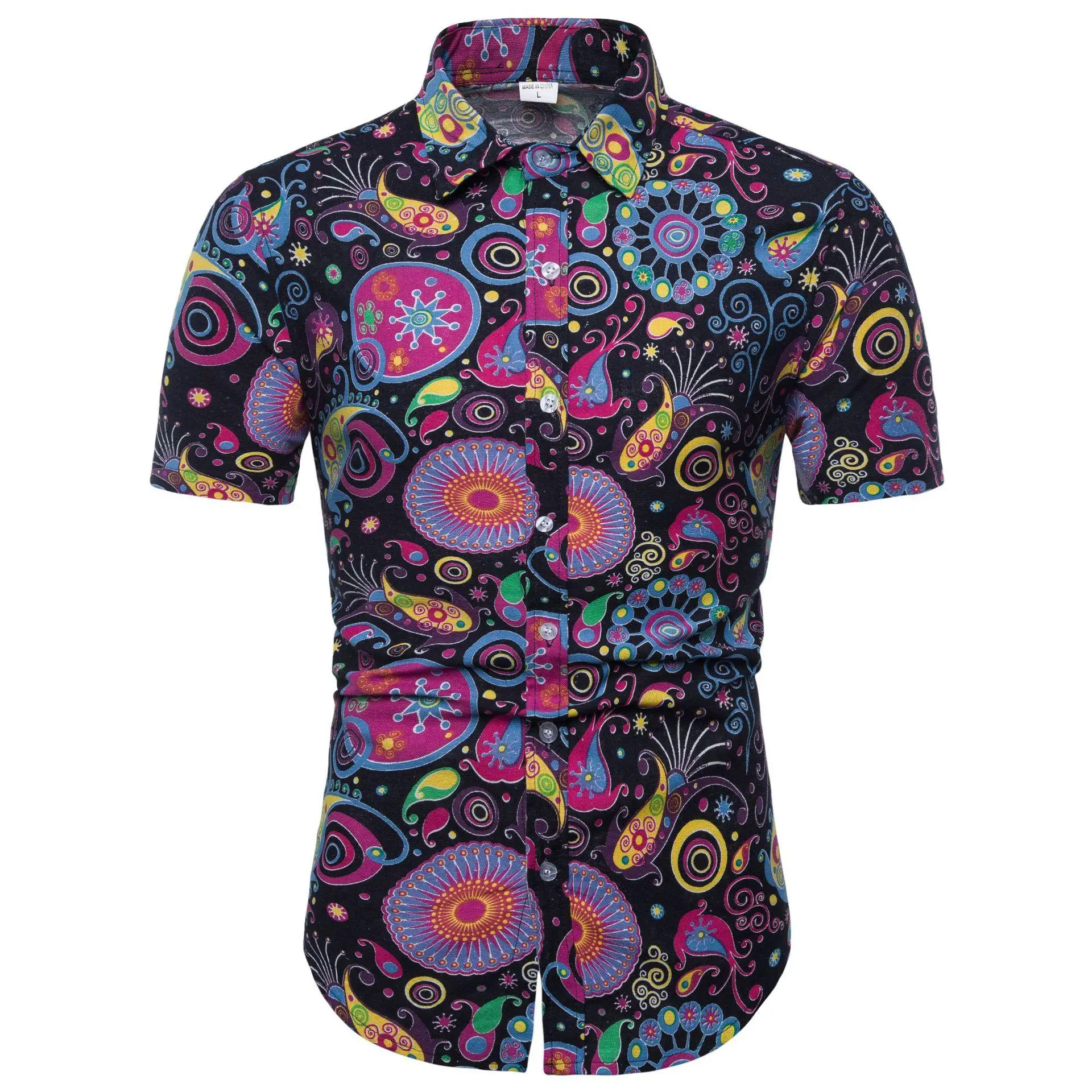 

Floral Men's Shirt Short-sleeved Linen Shirts Men Hip hop Men's shirts Social Blouse Men Plus Size 4XL 5XL