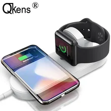Беспроводное зарядное устройство QI Подставка для зарядки 2в1 док-станция для Apple Watch 1 2 3 4 для IPhone X XS MAX XR 8 Plus samsung S8 S9 S10
