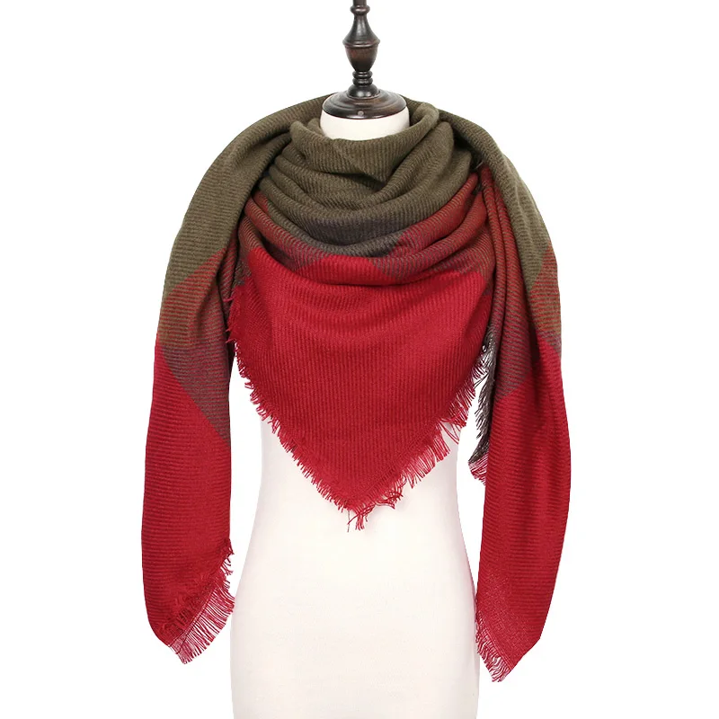 LONSUNNOR теплый кашемировый зимний шарф женский платок качество хорошее шерсть шарфы женские,модные плед шарфы платки палантины,большой шарф в форме треугольника,шарф мягкий и приятный на ощупь - Цвет: color 33