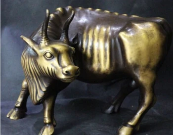 

RHS0217 16" Chinese Pure Bronze Folk Fengshui Zodiac Year Bull Ox Cattle Animal Statue