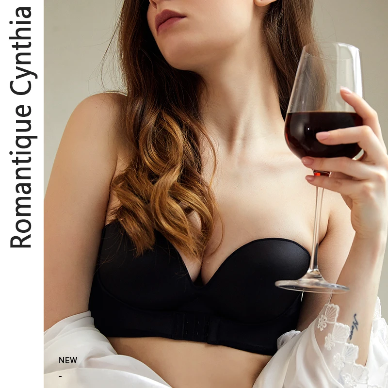 

New Seamless Strapless Push Up Bras For Women Backless Invisible Bra Top Clear Wireless Sexy Brassiere Lingerie Half Black Nude
