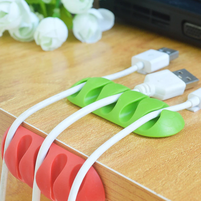 2pcs TPR Cable Clips Self-Adhesive USB Cables Management Organizer Wire Holder