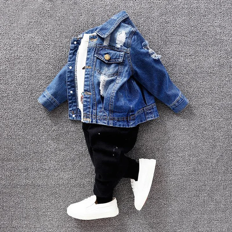 New Spring Autumn Kids Coat Baby Girls&Boys Jacket Fashion Hole Outwear Children Denim Jacket Cotton Baby Jeans Jacket XL579