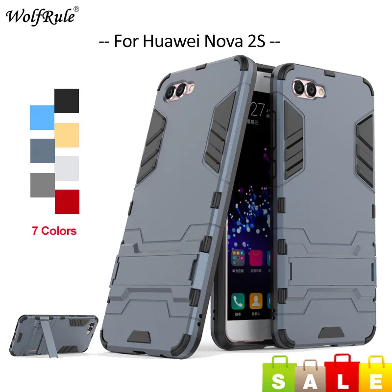 Чехол wolflule для Huawei Nova 2S силиконовый и поликарбонатный держатель телефона