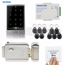DIYSECUR 8000 пользователей 125 кГц RFID сенсорный считыватель пароль клавиатуры двери контроля доступа системы безопасности комплект+ Электрический замок