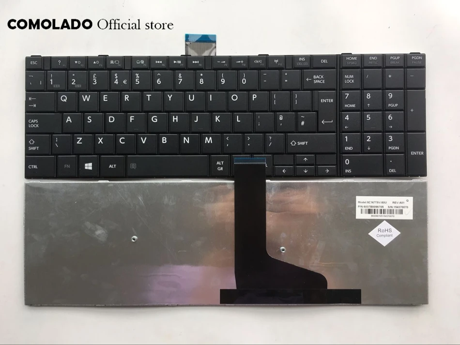 UK keyboard For Toshiba Satellite S50 S55 C70 C70-A C70D C75 C75D L70 L75 Black laptop keyboard UK Layout