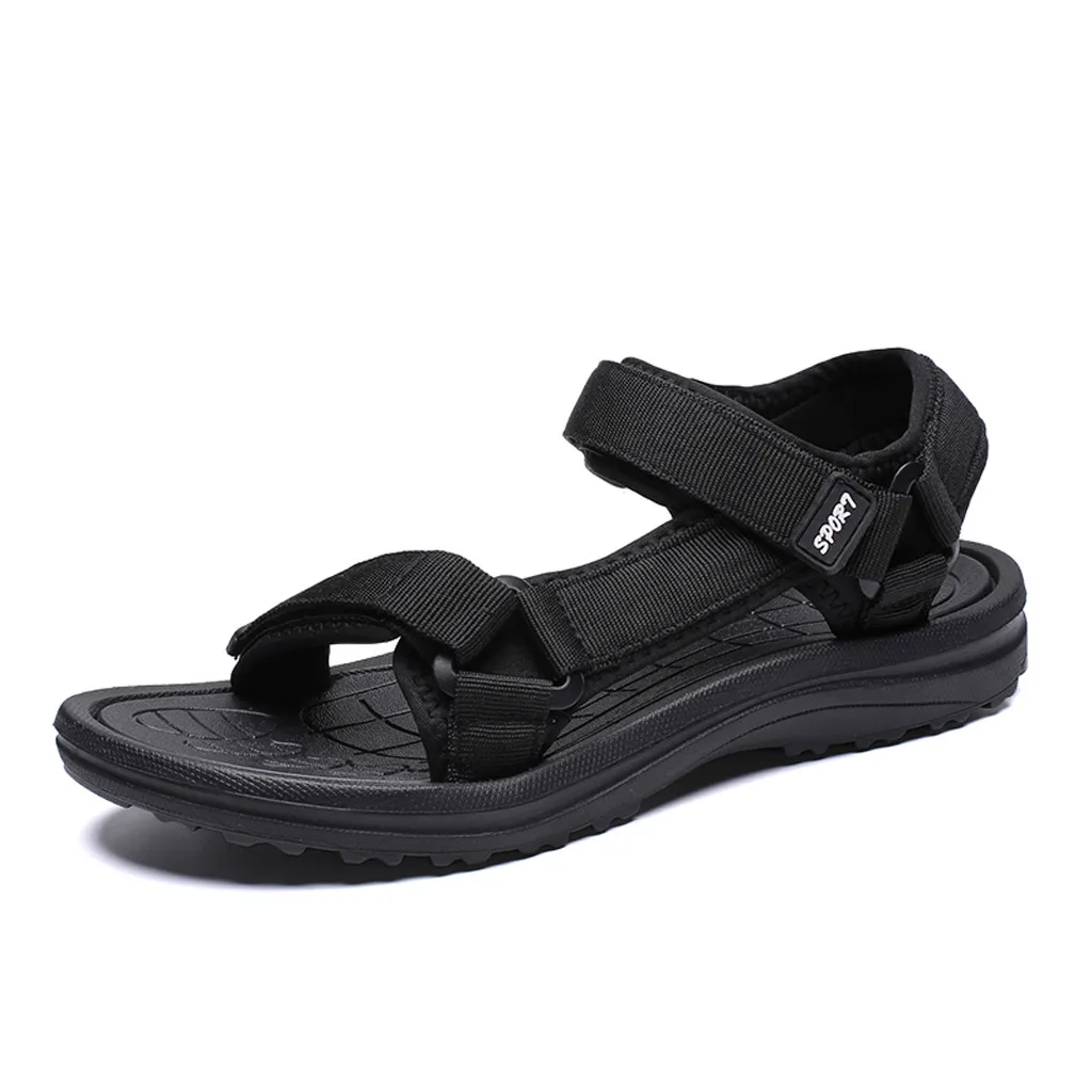 Summer Casual Style Summer Outdoor Mens Flats Casual Beach Athletic Shoes Breathable Sport Pu Leather Hook&Loop Sandals