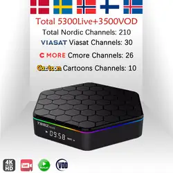 T95ZPlus 2G/16G + Nordic шведская IPTV приставка подписки Норвегии Финляндия Дания IPTV, Amlogic S912 H.265 Wi-Fi 4 K VOD Android Smart ТВ коробка