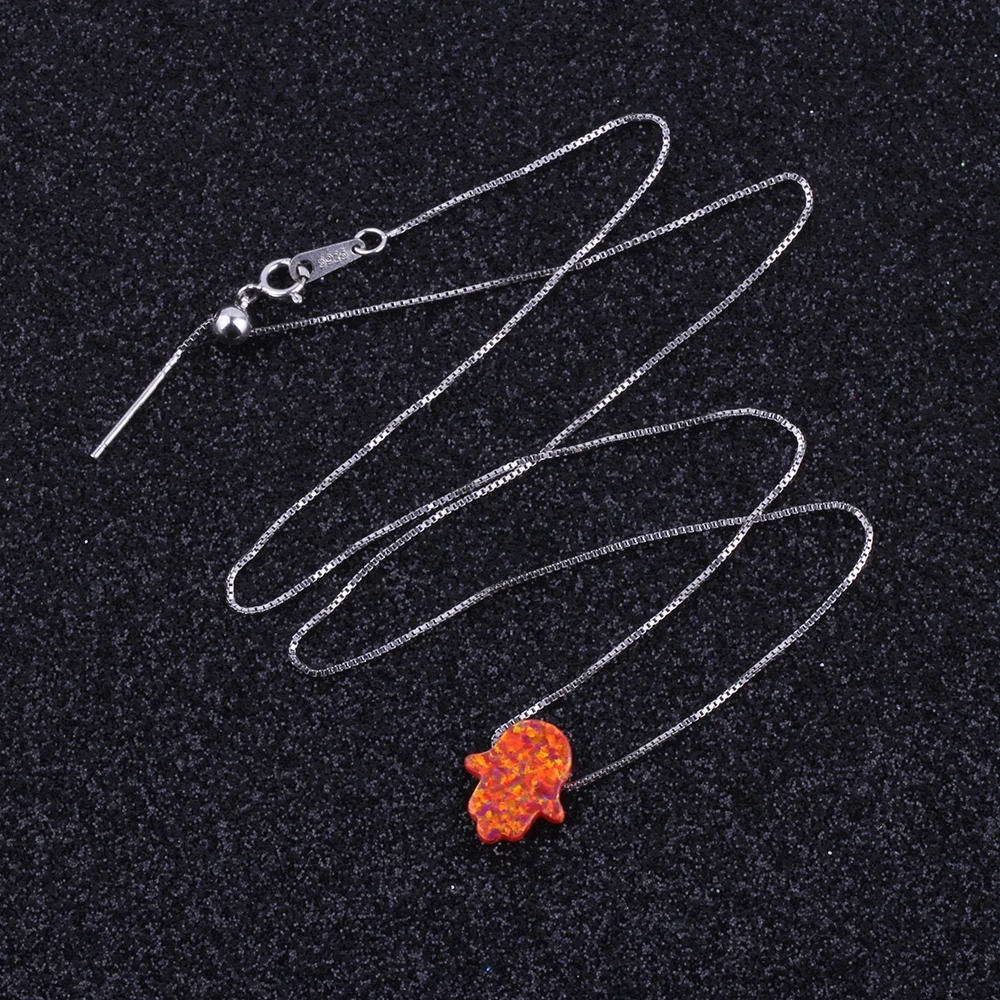 Модное ожерелье Hamsa из серебра 925 пробы с опалом 78 цветов 11 х13 мм|hamsa necklace|silver