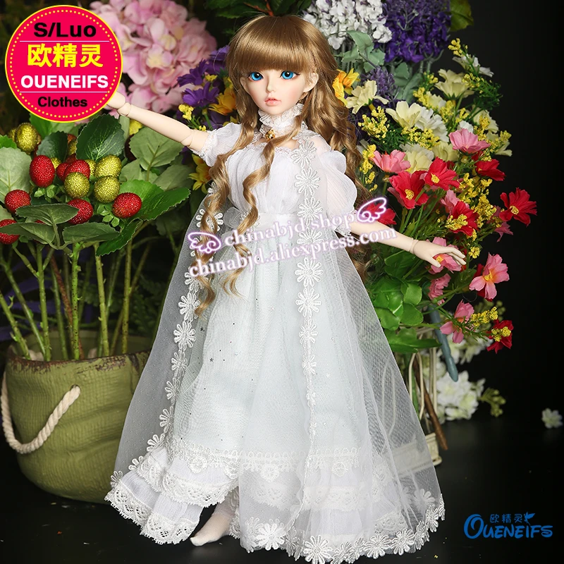 BJD Doll/1/4 одежда длинное платье для девочек Сетчатое трикотажное пальто YF4-64 с кружевным краем для Minifee IP, Детские аксессуары для куклы