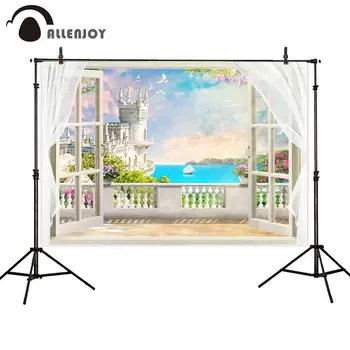 

Allenjoy photography backdrop window sea castle summer sky background photocall photo studio portrait shooting party printed