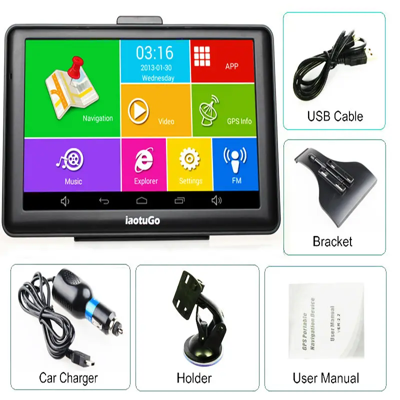 IaotuGo Android GPS 7 &quotемкостный навигатор для грузовика 4.4.2 четырехъядерный 1 3 ГГц 8 WIFI