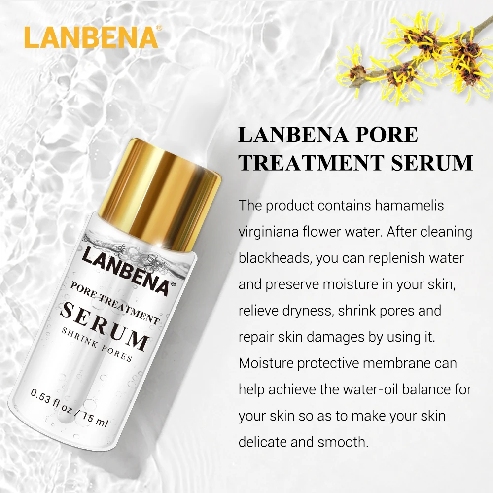 LANBENA Pore Treatment Serum Essence Shrink Pores Relieve Dryness Oil Control Firming Moisturizing Repairing Smooth Skin 4