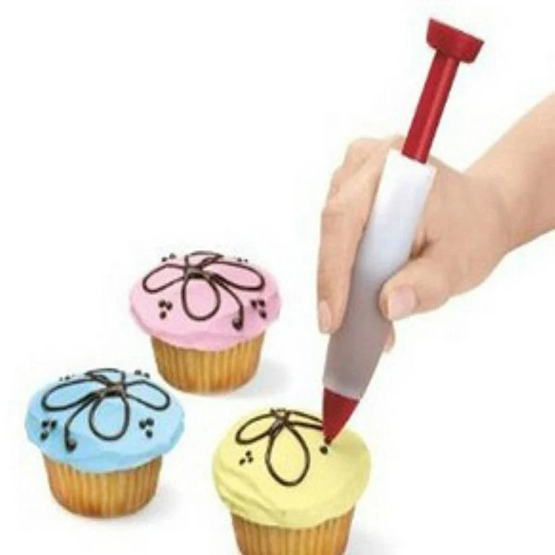 

New Arrival Protable Silicone Plate Pen Cake Cookie Pastry Cream Chocolate Icing Decorating Syringe Tools