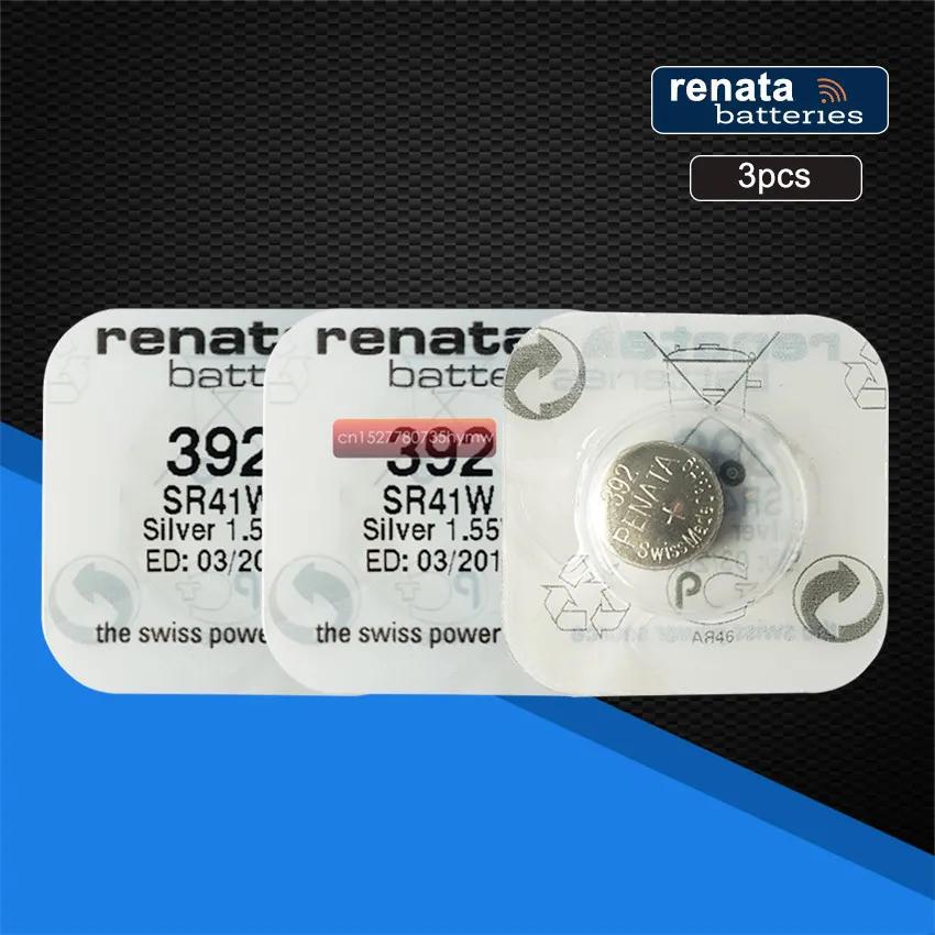 3pack renata Silver Oxide Watch Battery 392 SR41W 1.55V original brand renata 392 renata 41 battery