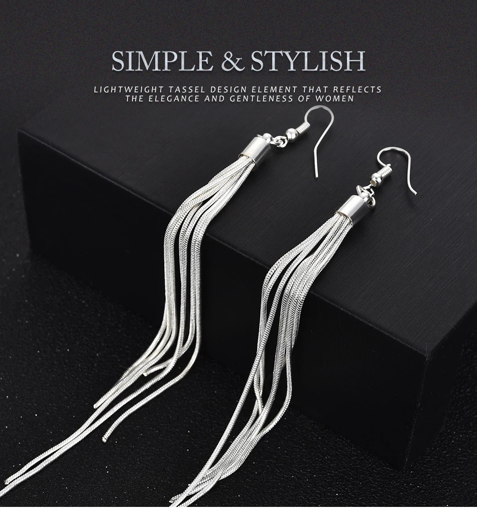 Винтажные удлиненные сережки серебряного цвета, шесть сережек с кисточками, высококачественные серьги, модное ювелирное изделие для женщин, лучший подарок