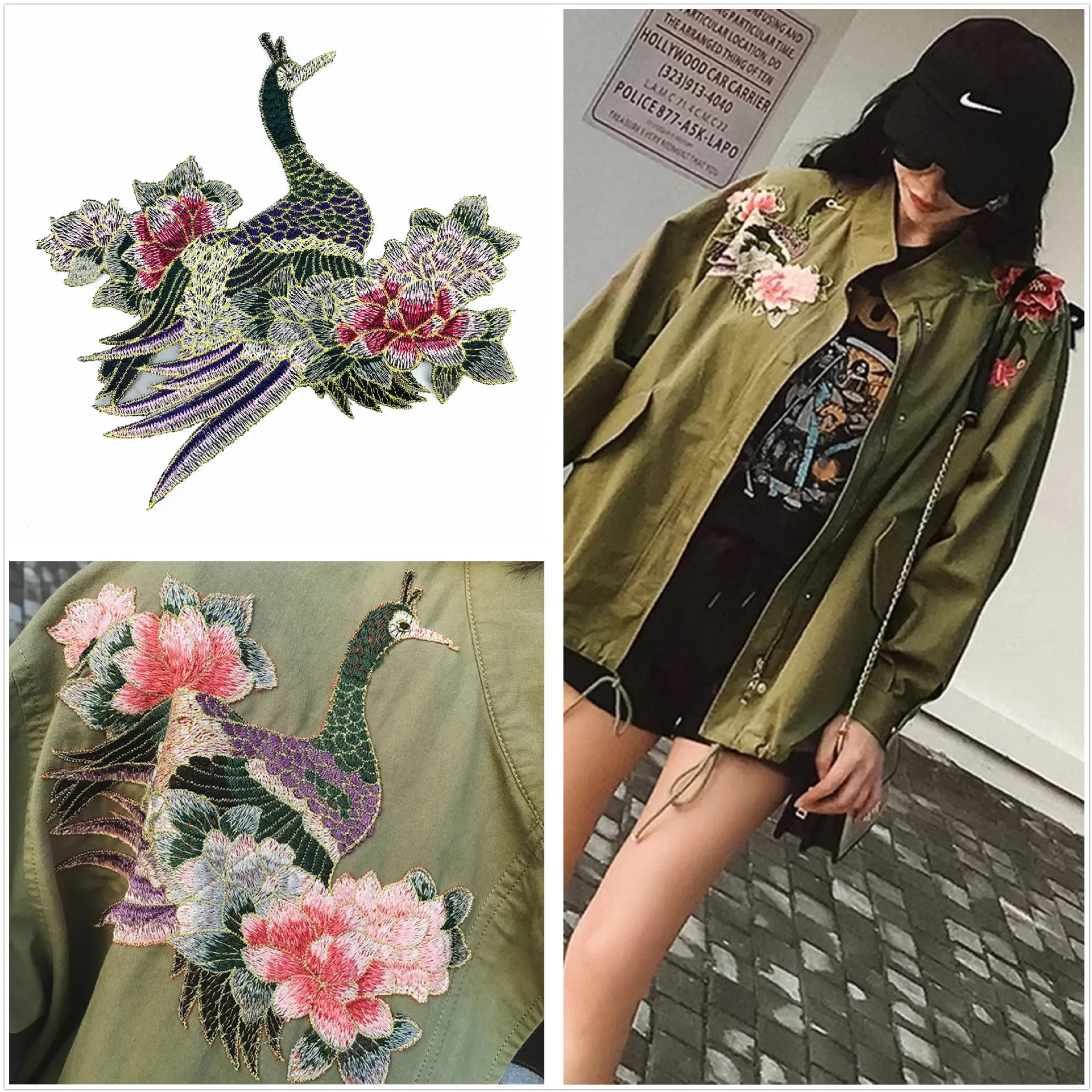 

DIY decoration accessories 3d flower Patches embroidered gold phoenix applique flowers good quality embroidery