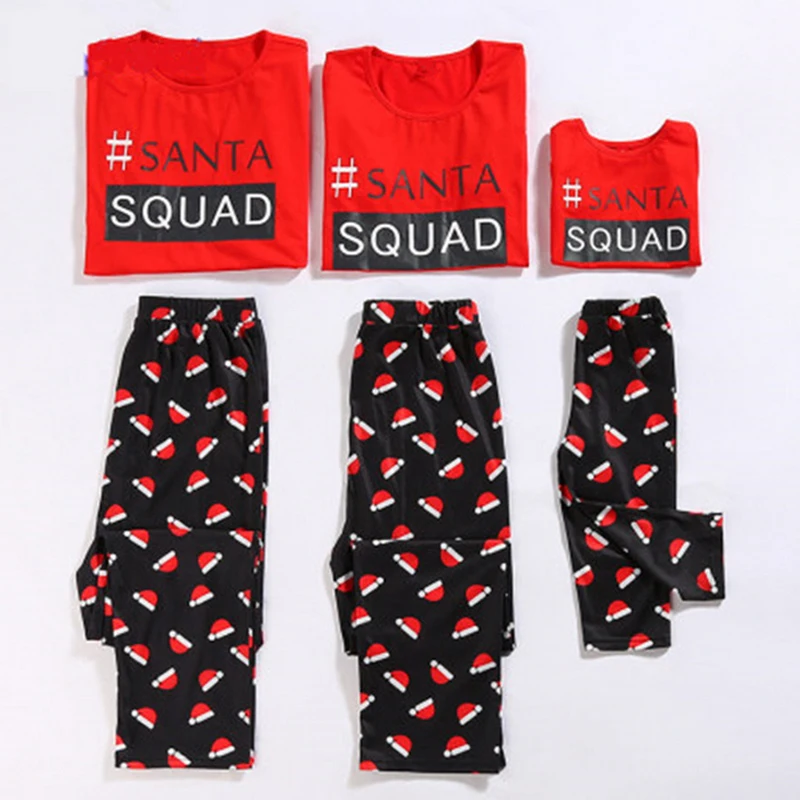 BEKE MATA/семейные рождественские пижамы; Одинаковая одежда с короткими рукавами для мамы и дочки; Семейный комплект одежды из хлопка для папы и сына - Цвет: Красный