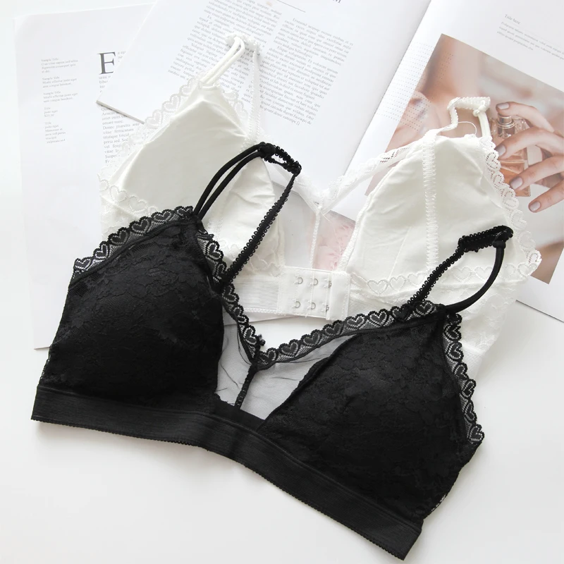 NEW Sexy Women Cropped Tops Lace Padded Bra Fashion Wireless Tube Tops 3/4 Cup Brassiere Underwear Detachable Pad Bra