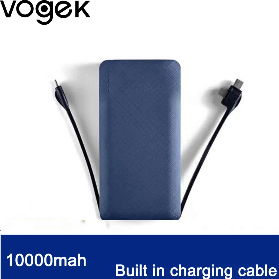 Vogek 10000 мАч Внешний аккумулятор для iPhone X 8 samsung S9 usb type C вход с зарядным кабелем