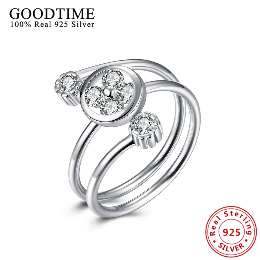 Authentic 925 Sterling Silver Clear CZ Bridal Sets Finger Rings for