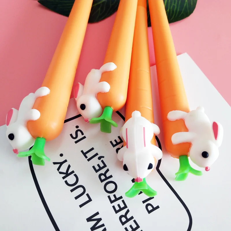 1 шт. мультяшная Милая морковка кролик нейтральные канцелярские принадлежности для творчества ручка углеродная ручка черная ручка для студентов Kawaii школьные принадлежности ручка