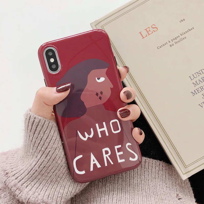 

Personality original painting phone case for coque iphone 8 plus 7 6 plus Creative letters case silicon for iphone cover X XR XS