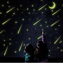 Meteor shower Wall Stickers Luminous stars home decal fluorescent Moon glow in the dark stars on the ceiling glass bedroom decor