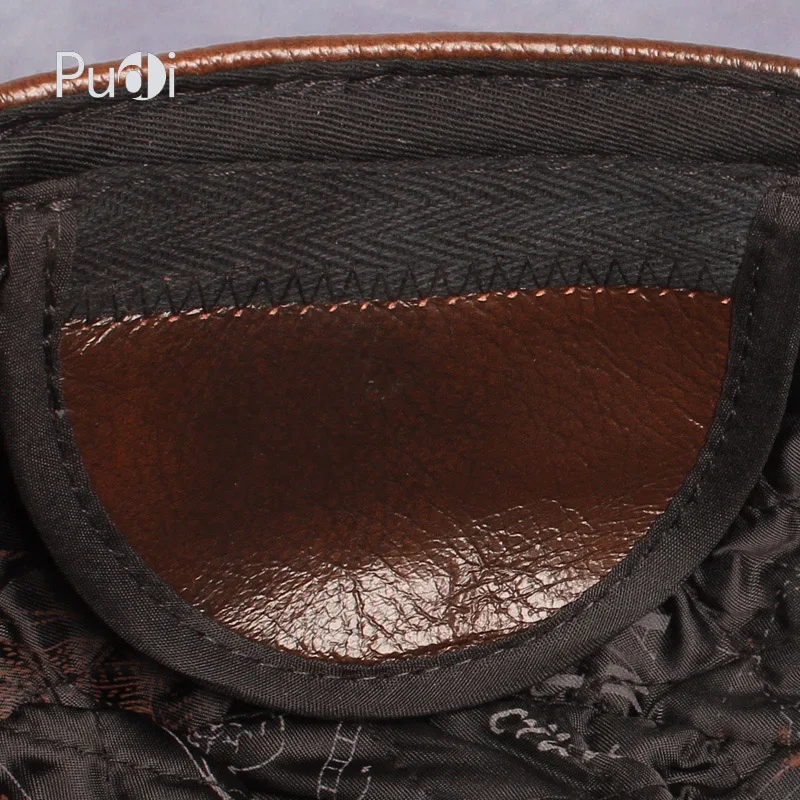 Billige Pudi Kuh Leder Flachen Spitzen Baseball Cap   Hüte für männer winter warme armee hut einstellbare ohr flache braun kappe HL064